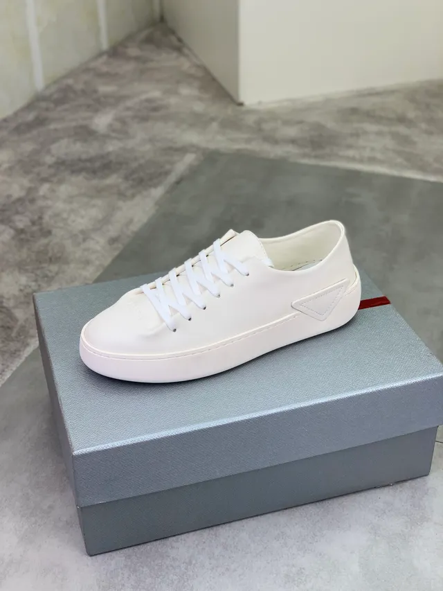 Prada White Minimalist Platform Sole Lifestyle Sneakers