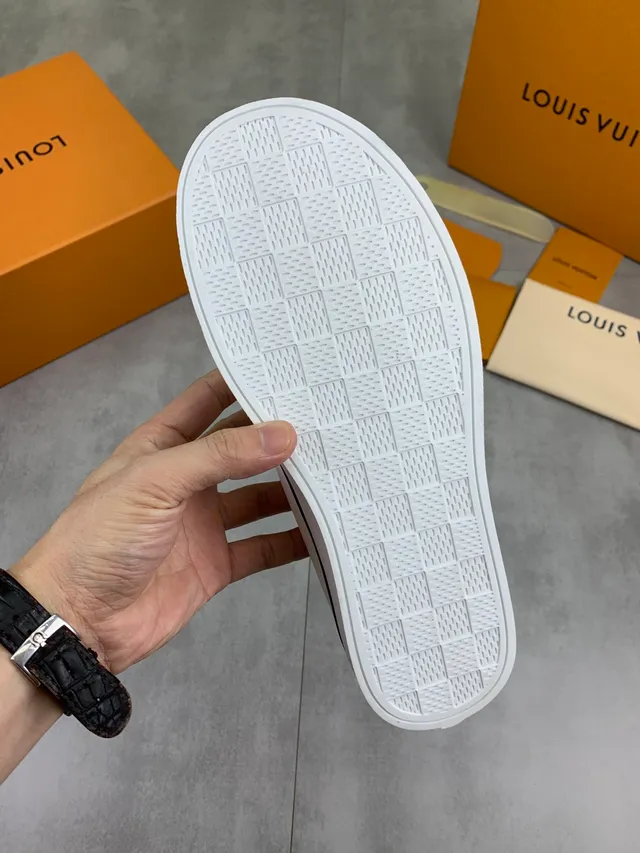 Louis Vuitton White Black Slip-On Upper Canvas Shoes