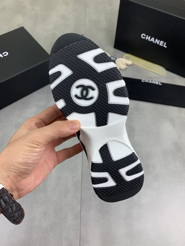 Chanel Runner-Style Dual-Tone Leather and Mesh Chunky Sneaker