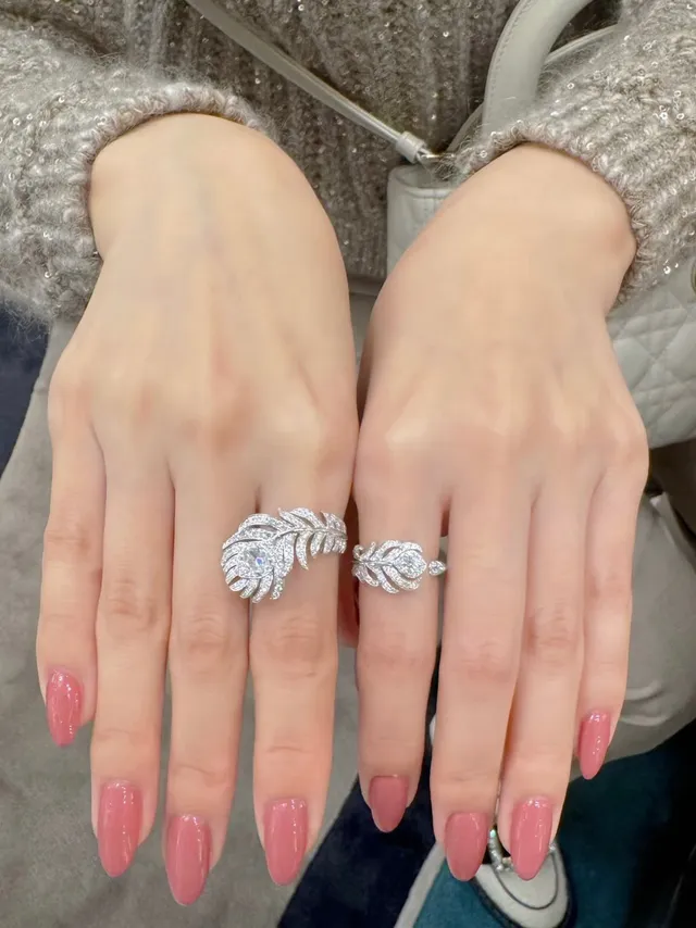 Feather Motif Pavé Crystal Stud Earrings