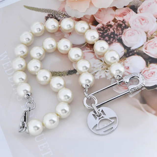 Vivienne Westwood Classic Orb Pearl and Safety-Pin Bracelet