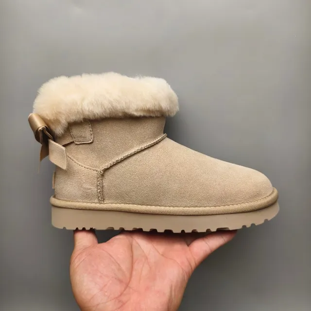 UGG Classic Mini Bow Beige Suede Ankle Boot