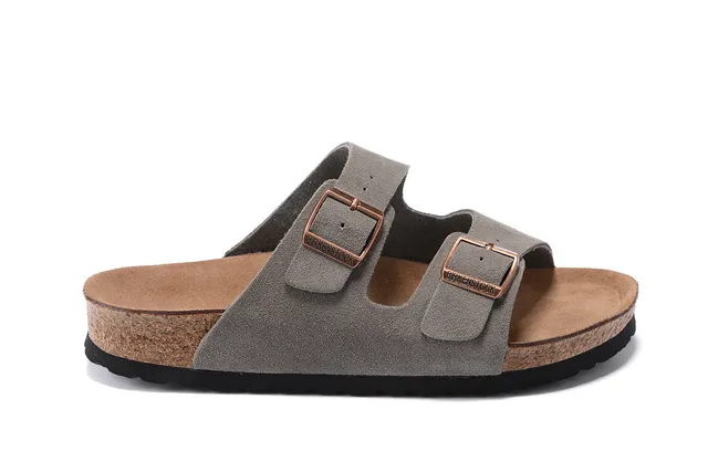 Birkenstock Arizona Gray Suede Two-Strap Casual Sandals