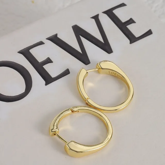 Loewe Silver Gold Minimalist Hinged Hoop Earrings