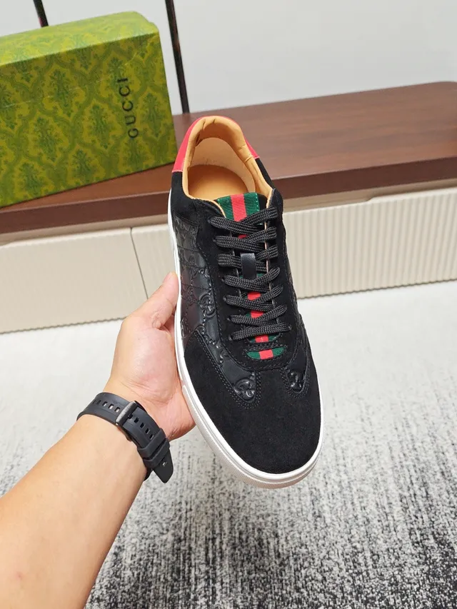 Gucci Black Quilted GG Suede Lifestyle Sneaker