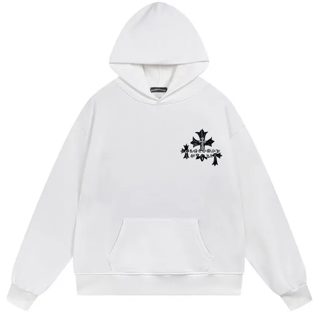 Chrome Hearts Graphic Back Cross Black White Zip-Up Oversized Fit Hoodie