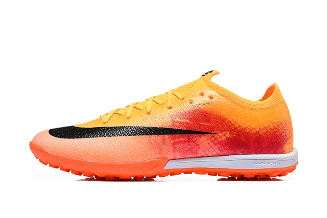 Nike Orange Yellow Knit Upper Gradient Colorway Turf Soccer Shoes