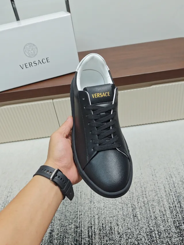 Versace Odissea Black and White Leather Lifestyle Sneakers