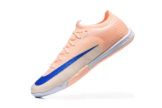 Nike Mercurial Orange Blue Knit Upper Synthetic Overlay Indoor Soccer Shoes