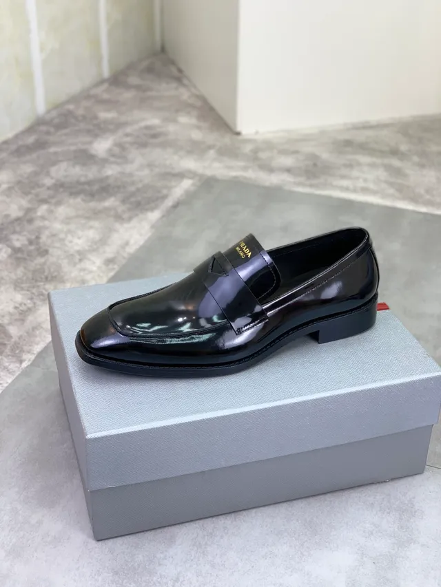 Prada Penny Loafer Glossy Black Patent Leather Loafers