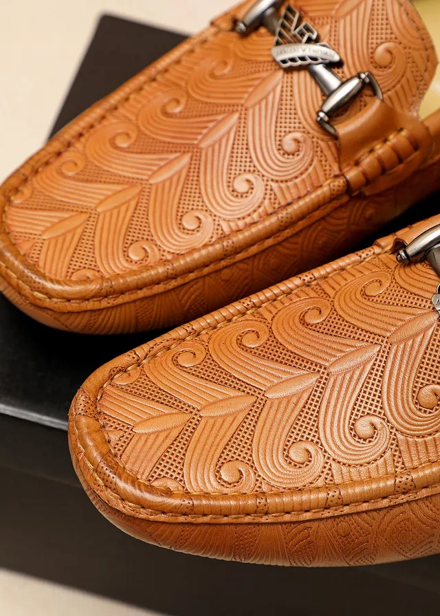 Giorgio Armani Embossed Leather Horsebit Loafers
