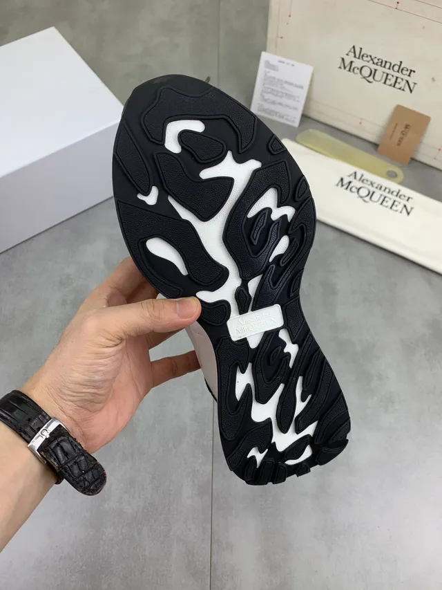 Alexander McQueen Oversized Sneaker White and Black Suede Lifestyle Sneakers