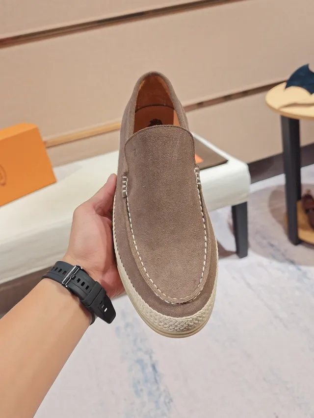 Beige White Suede Upper Espadrille Sole Loafer