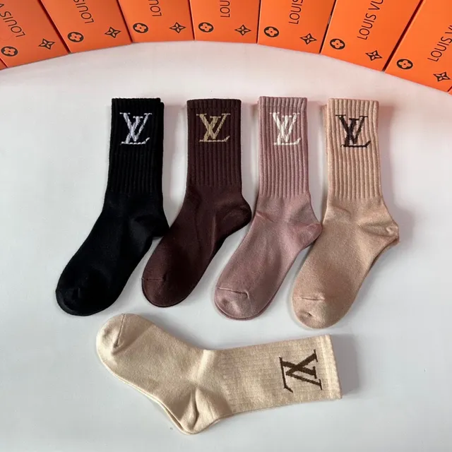 Louis Vuitton Monogram Ribbed Knit Crew Socks