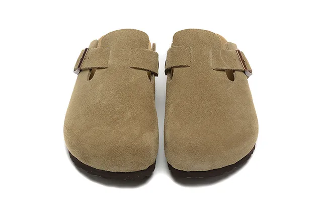 Birkenstock Arizona Suede Olive-Tan Slippers