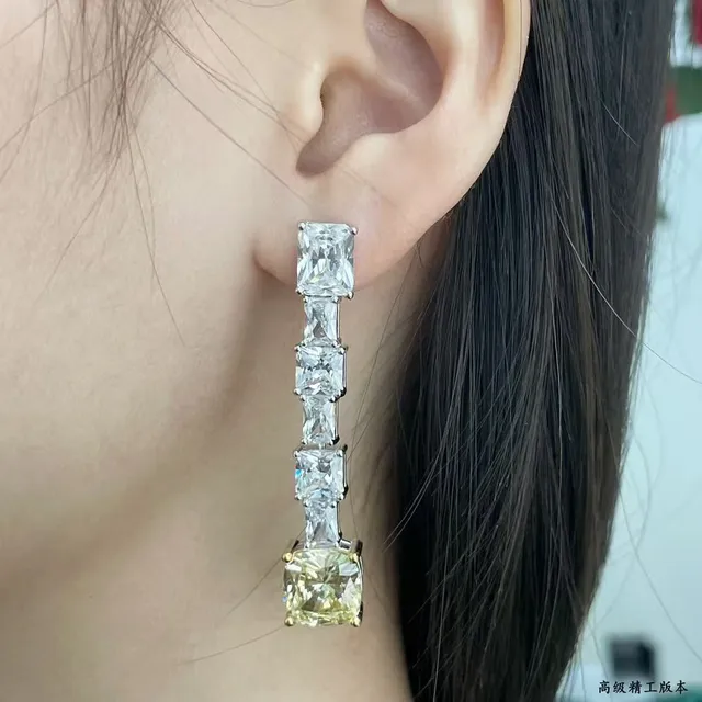 Tiffany & Co. Blue Gold Linear Cascade Cushion-Cut Terminal Stone Earrings