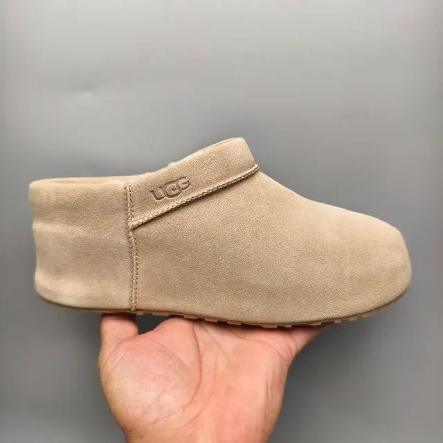 UGG Beige White Suede Upper Shearling-Lined Snow Boots