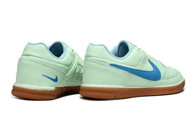 Nike Green Blue Low-Top Leather Upper Indoor Soccer Shoes