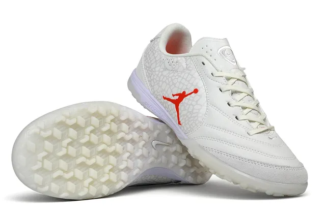 Air Jordan Turf Low-Top White and Red Turf Soccer Shoes