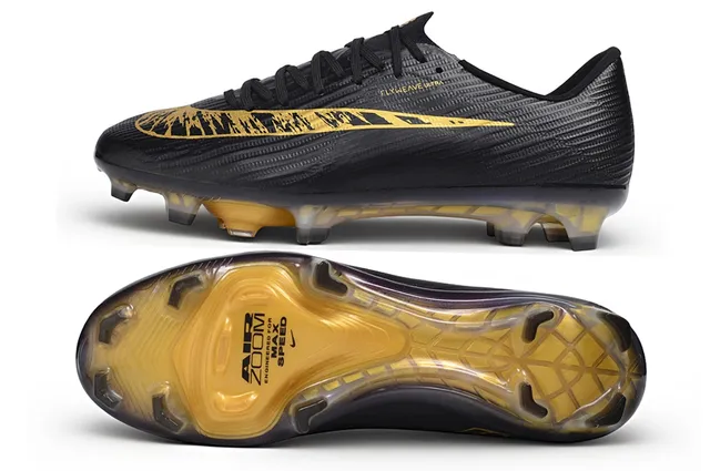 Nike Black Gold Low-Cut Lace-Up Textured Flyweave Upper Firm-Ground Soccer Shoes