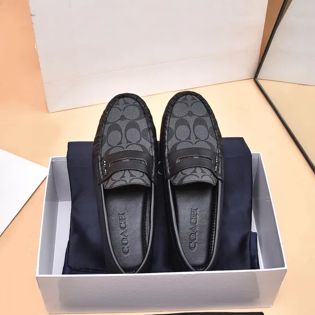 Coach Black Gray Penny Signature C-Print Canvas Loafer