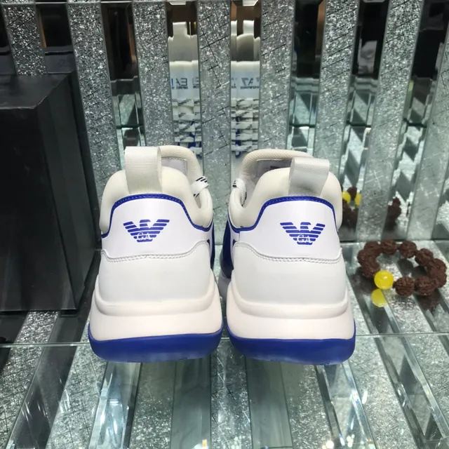 Giorgio Armani EA7 White and Blue Logo Panel Lifestyle Sneaker