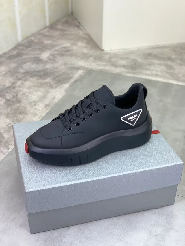 Prada Cloudbust Black Red Matte Monochrome Molded Rubber Sole Lifestyle Sneakers
