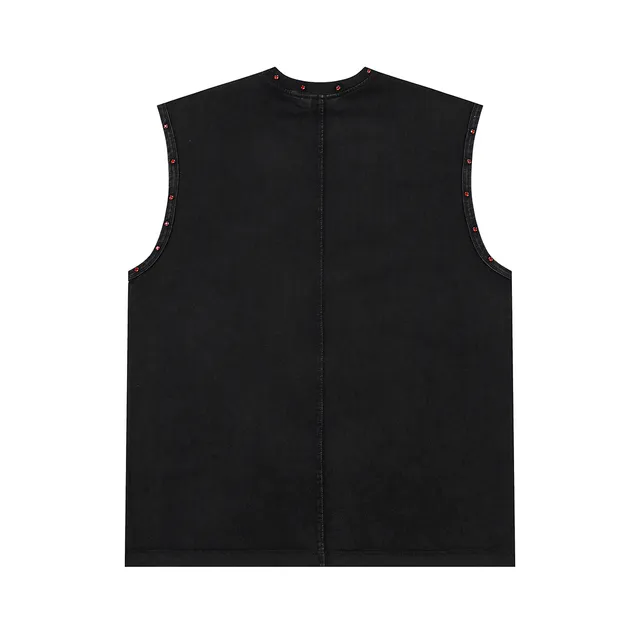 Graphic-Print Riveted Armhole Vest Top
