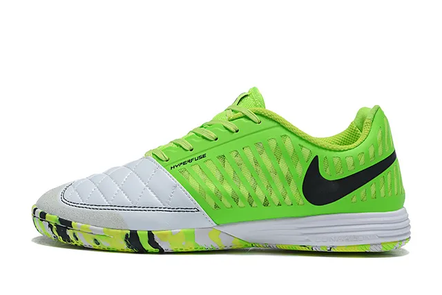 Nike Green White Neon Lime Perforated Upper Quilted Toe Cap Indoor Soccer Shoes