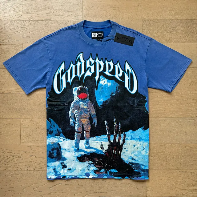 Godspeed Astronaut Graphic Print Blue T-Shirt