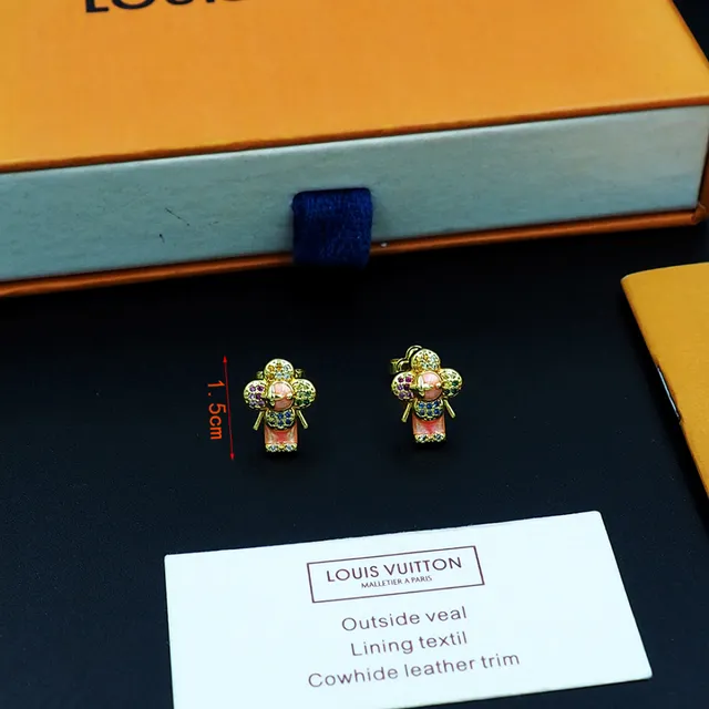 Gold-Tone Multicolor Enamel Floral Figural Stud Earrings