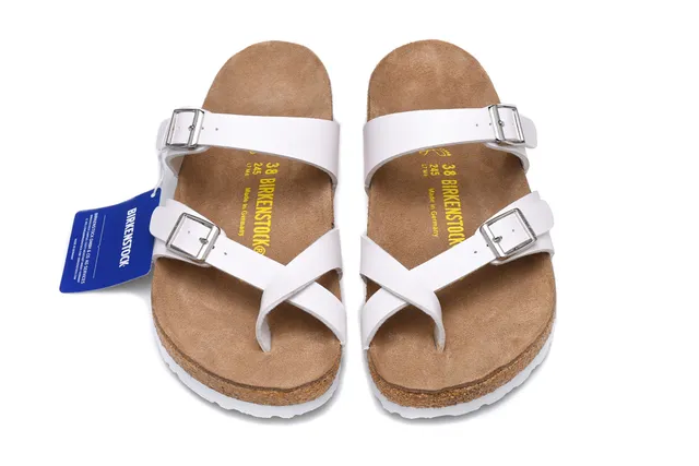 Birkenstock Arizona White Two-Strap Buckle Casual Sandals