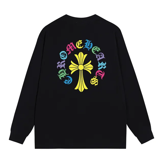 Chrome Hearts Cross Logo Multicolor Print Black Long-Sleeve T-Shirt