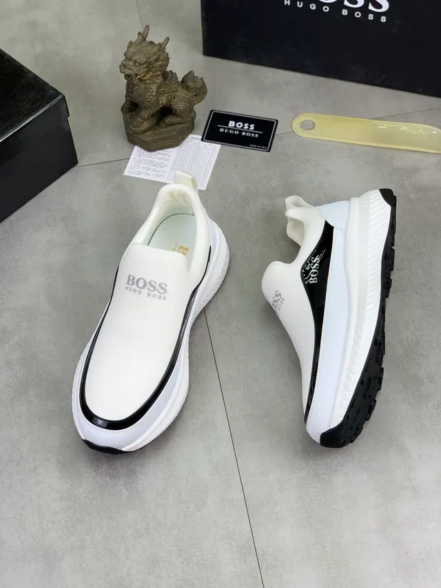 Hugo Boss White Black Slip-On Chunky Sole Lifestyle Sneakers