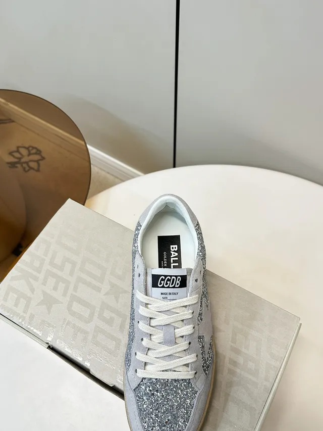 Golden Goose Ball Star Silver Glitter Star-Embellished Lifestyle Sneakers