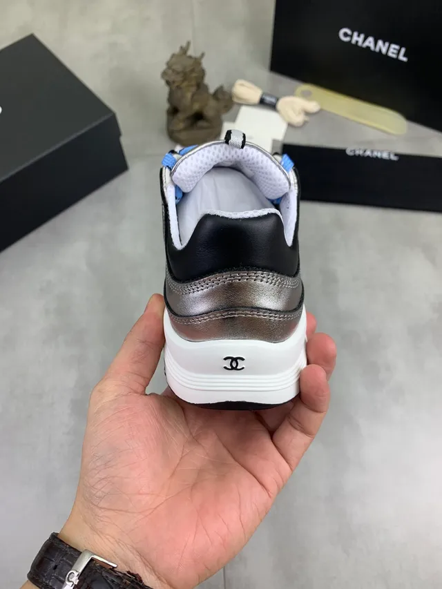 Chanel Runner Metallic Silver Orange Blue Chunky Sneakers