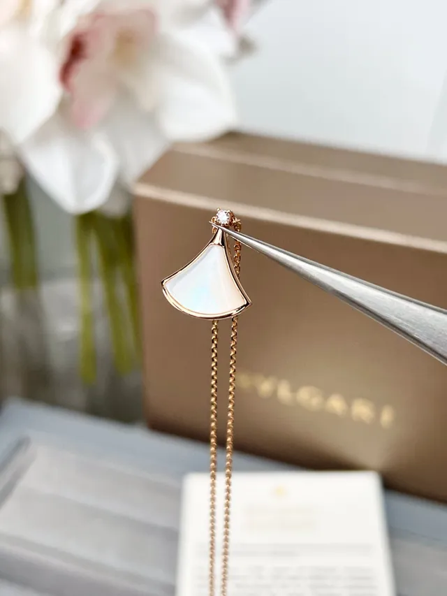 Bvlgari Divas’ Dream Fan-Shaped Enamel and Mother-of-Pearl Pendant Necklaces