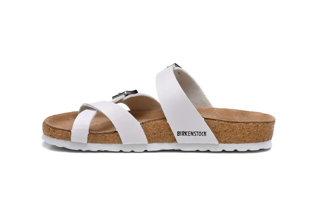 Birkenstock Arizona White Two-Strap Buckle Casual Sandals