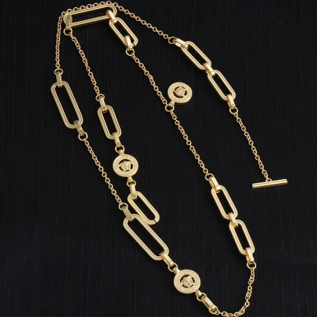 Versace Odissea Gold-Tone Paperclip Link Medusa Necklace
