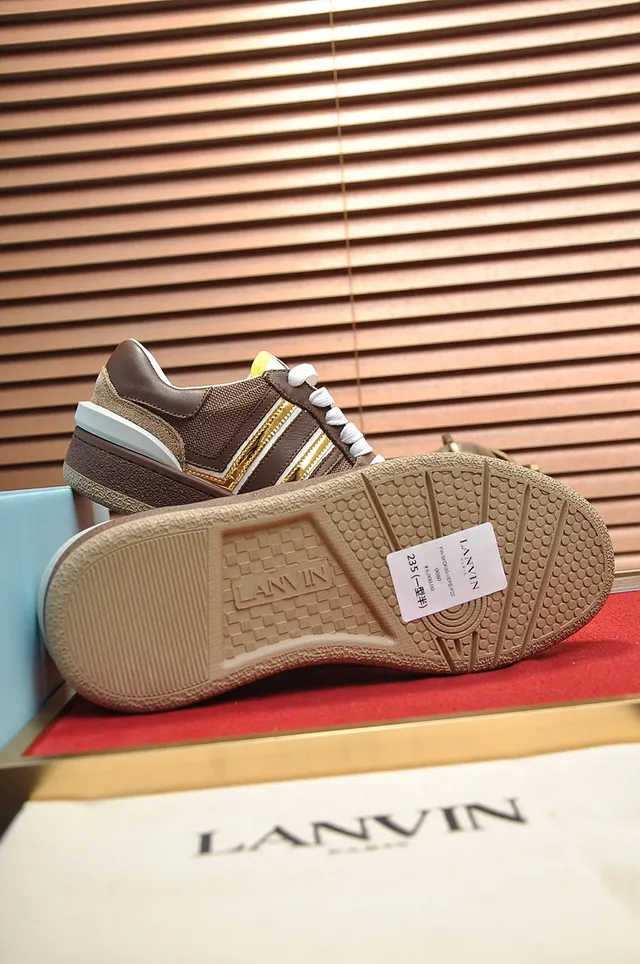 Lanvin Brown and Gold Stripe Lifestyle Sneakers