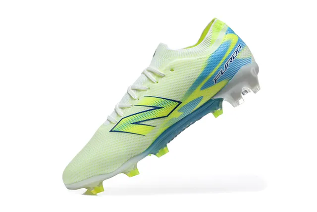 New Balance Furon Yellow Blue Knit Upper Translucent Sole Firm-Ground Soccer Shoes