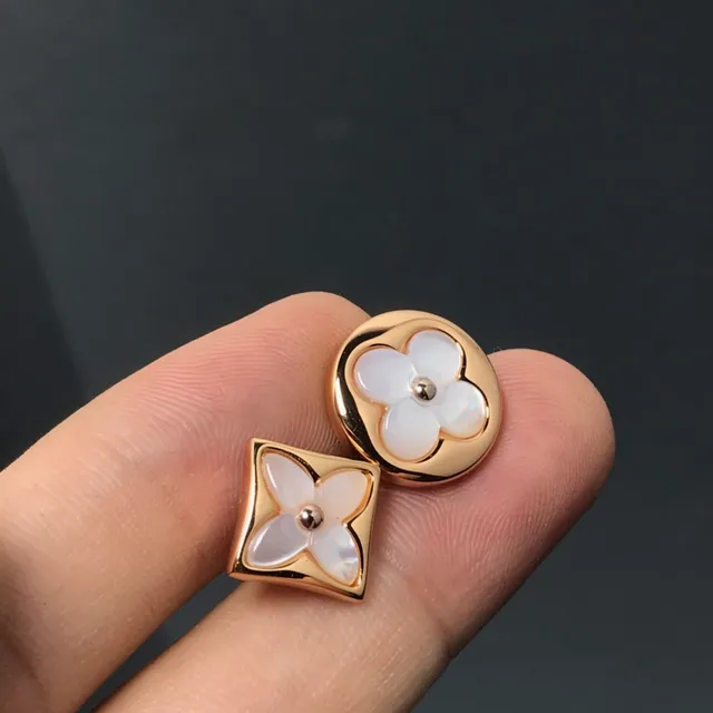 White Gold Floral Motif Mother-of-Pearl Inlay Brooch