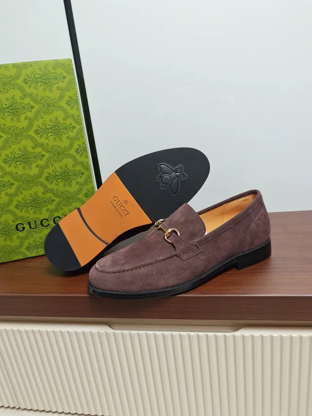 Gucci Horsebit 1955 Brown Suede Loafers