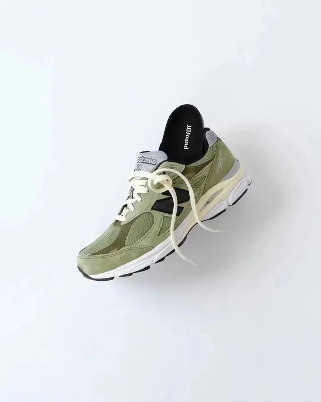 New Balance 990 Olive Green Suede and Mesh Lifestyle Sneakers