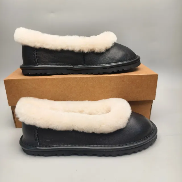 UGG Tasman Black Cream Shearling Loafers