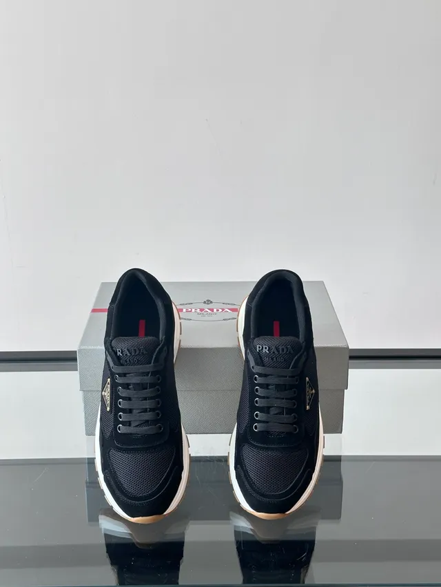 Prada Cloudbust Black Suede and Mesh Chunky Sneakers