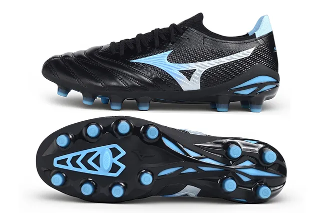 Mizuno Black Blue Quilted Synthetic Leather Forefoot Mesh Tongue And Collar Firm-Ground Soccer Shoes