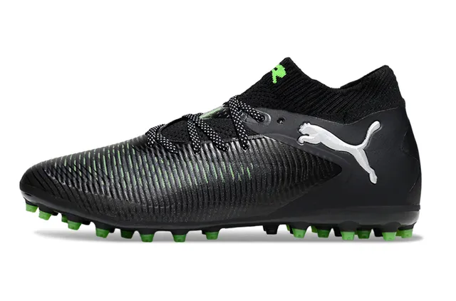 Puma Future Z Black Green Ribbed Synthetic Upper Knit Ankle Collar Firm-Ground Soccer Shoes