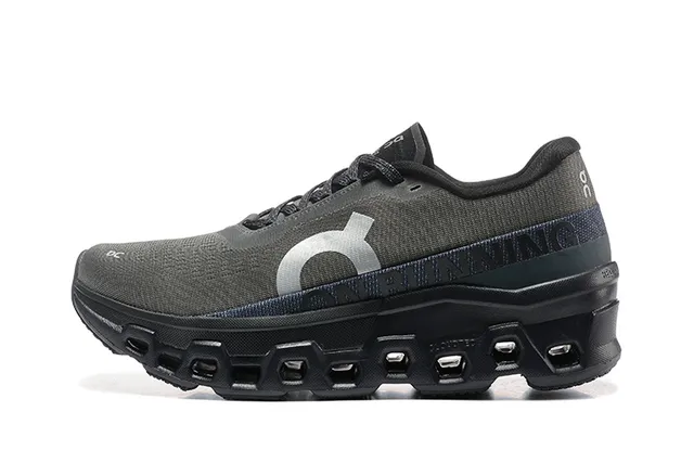 On Cloudmonster Dark Gray Black Running Shoes