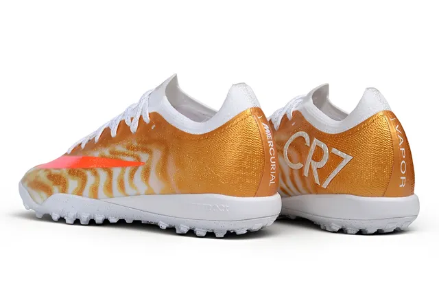 Nike Orange White Knit Upper Metallic Wave Print Artificial-Grass Soccer Shoes
